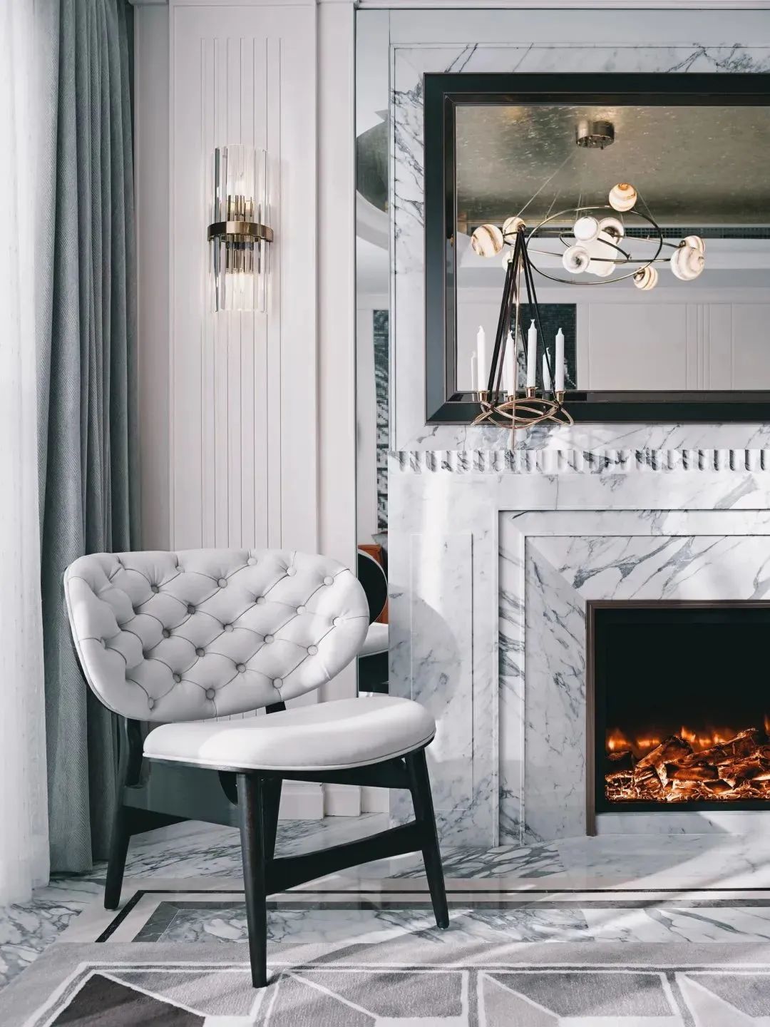 大理石壁炉这样设计,也太好看了吧!