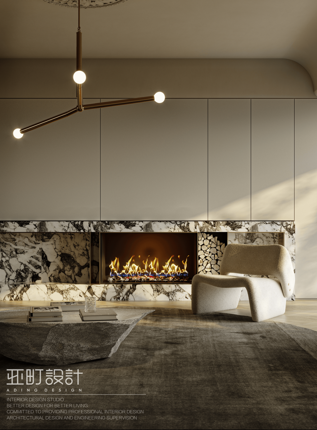 大理石壁炉这样设计,也太好看了吧!